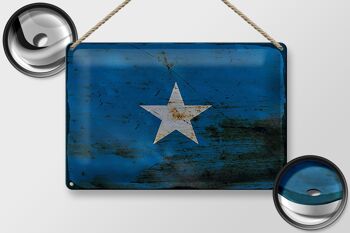 Panneau en étain drapeau Somalie 30x20cm, drapeau de la Somalie rouille 2
