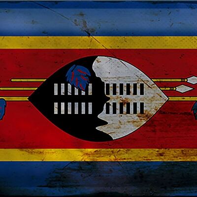 Cartel de chapa con bandera de Suazilandia, 30x20cm, bandera de Eswatini, óxido
