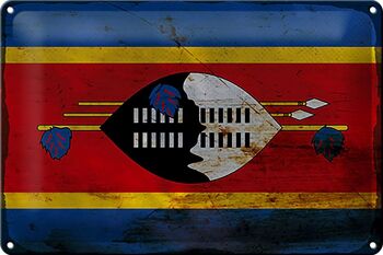 Signe en étain drapeau Swaziland 30x20cm drapeau Eswatini rouille 1