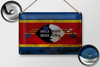 Signe en étain drapeau Swaziland 30x20cm drapeau Eswatini rouille 2