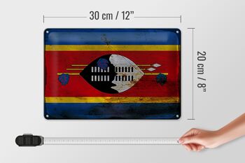 Signe en étain drapeau Swaziland 30x20cm drapeau Eswatini rouille 4