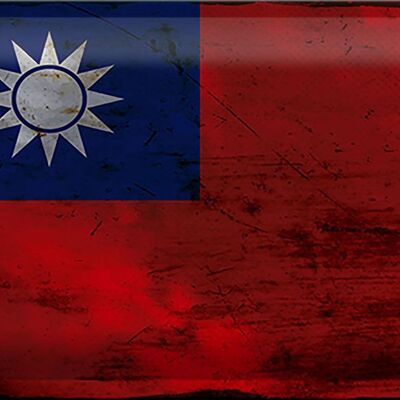 Blechschild Flagge China 30x20cm Flag of Taiwan Rost