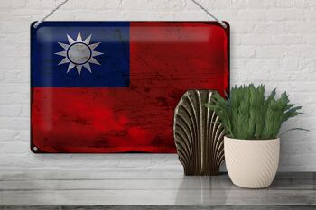 Drapeau de la Chine en étain, 30x20cm, drapeau de Taiwan rouille 3