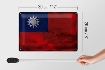 Drapeau de la Chine en étain, 30x20cm, drapeau de Taiwan rouille 4