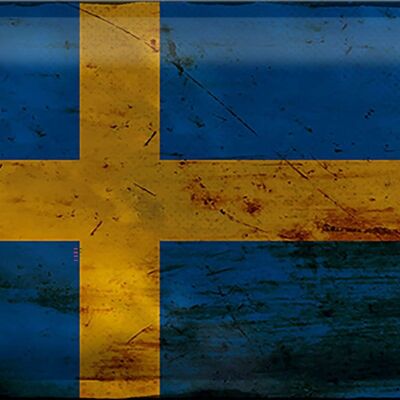 Targa in metallo Bandiera Svezia 30x20 cm Bandiera della Svezia Ruggine