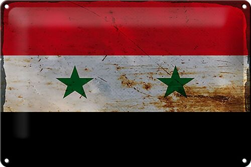 Blechschild Flagge Syrien 30x20cm Flag of Syria Rost