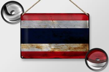 Drapeau en étain de la Thaïlande, 30x20cm, drapeau de la Thaïlande, rouille 2