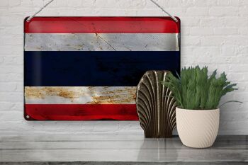 Drapeau en étain de la Thaïlande, 30x20cm, drapeau de la Thaïlande, rouille 3