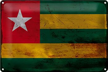 Panneau en étain drapeau du Togo 30x20cm, drapeau du Togo rouille 1