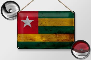 Panneau en étain drapeau du Togo 30x20cm, drapeau du Togo rouille 2