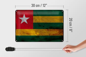 Panneau en étain drapeau du Togo 30x20cm, drapeau du Togo rouille 4