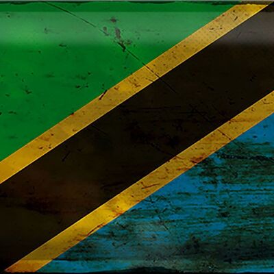 Cartel de chapa Bandera de Tanzania 30x20cm Bandera de Tanzania Óxido