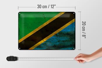 Signe en étain drapeau de la Tanzanie 30x20cm drapeau de la Tanzanie rouille 4