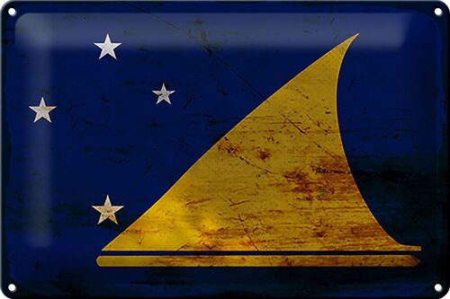 Blechschild Flagge Tokelau 30x20cm Flag of Tokelau Rost