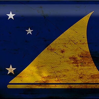 Cartel de chapa Bandera de Tokelau 30x20cm Bandera de Tokelau Óxido