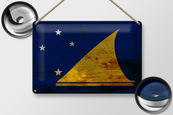 Signe en étain drapeau Tokelau 30x20cm drapeau des Tokelau rouille 2