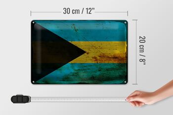 Signe en étain drapeau Bahamas 30x20cm drapeau des Bahamas rouille 4