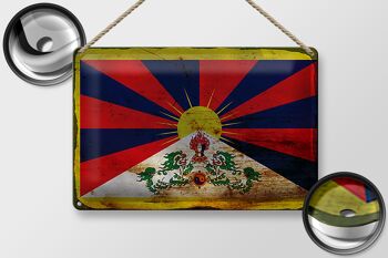 Signe en étain drapeau Tibet 30x20cm drapeau du Tibet rouille 2