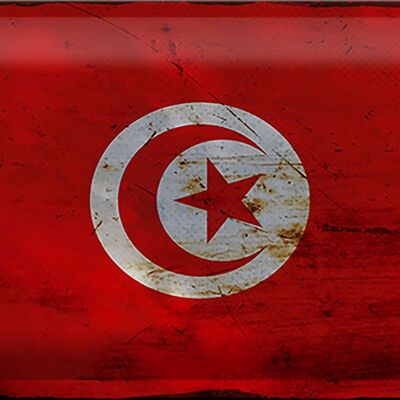 Targa in metallo Bandiera Tunisia 30x20 cm Bandiera della Tunisia Ruggine