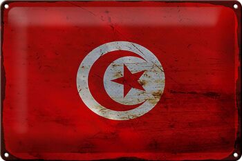 Signe en étain drapeau Tunisie 30x20cm drapeau de la Tunisie rouille 1