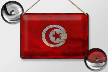 Signe en étain drapeau Tunisie 30x20cm drapeau de la Tunisie rouille 2