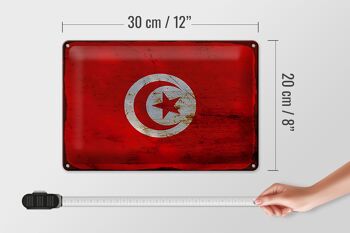 Signe en étain drapeau Tunisie 30x20cm drapeau de la Tunisie rouille 4