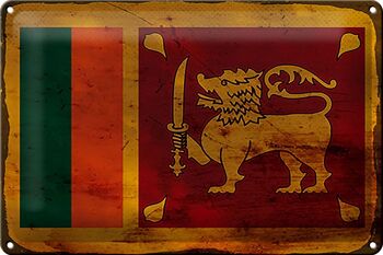 Signe en étain drapeau Sri Lanka 30x20cm drapeau Sri Lanka rouille 1