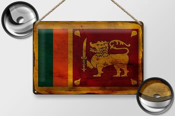 Signe en étain drapeau Sri Lanka 30x20cm drapeau Sri Lanka rouille 2