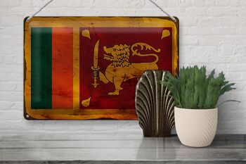 Signe en étain drapeau Sri Lanka 30x20cm drapeau Sri Lanka rouille 3