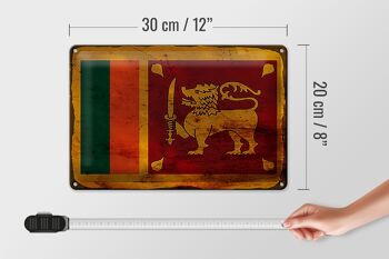 Signe en étain drapeau Sri Lanka 30x20cm drapeau Sri Lanka rouille 4