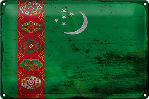 Blechschild Flagge Turkmenistan 30x20cm Turkmenistan Rost