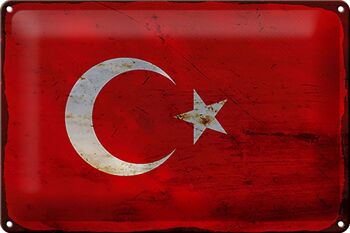 Panneau métallique drapeau Türkiye 30x20cm, drapeau de la Turquie rouille 1