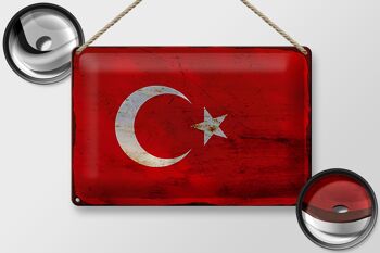 Panneau métallique drapeau Türkiye 30x20cm, drapeau de la Turquie rouille 2