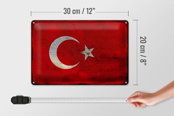 Panneau métallique drapeau Türkiye 30x20cm, drapeau de la Turquie rouille 4