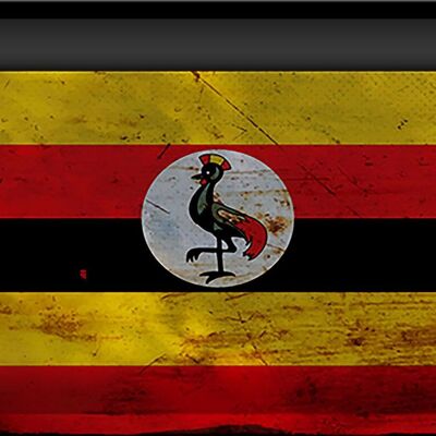 Targa in metallo Bandiera Uganda 30x20 cm Bandiera dell'Uganda Ruggine