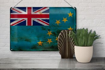 Signe en étain drapeau Tuvalu 30x20cm drapeau de Tuvalu rouille 3