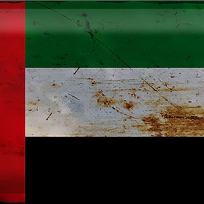 Signe en étain drapeau des Émirats arabes 30x20cm, drapeau rouille