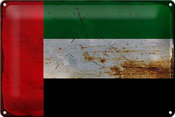 Signe en étain drapeau des Émirats arabes 30x20cm, drapeau rouille 1