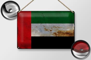 Signe en étain drapeau des Émirats arabes 30x20cm, drapeau rouille 2