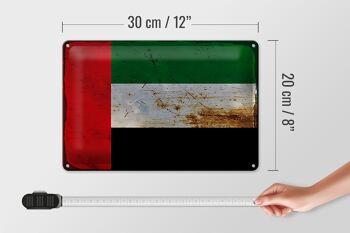 Signe en étain drapeau des Émirats arabes 30x20cm, drapeau rouille 4