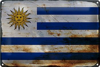 Signe en étain drapeau Uruguay 30x20cm drapeau de l'Uruguay rouille 1