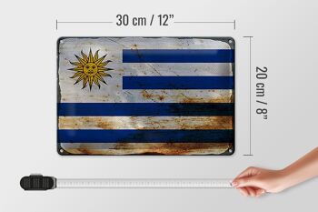Signe en étain drapeau Uruguay 30x20cm drapeau de l'Uruguay rouille 4