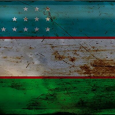 Blechschild Flagge Usbekistan 30x20cm Uzbekistan Rost