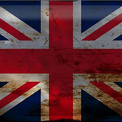 Targa in metallo Bandiera Union Jack 30x20 cm Regno Unito Ruggine