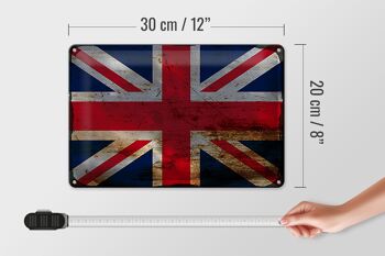 Signe en étain drapeau Union Jack 30x20cm royaume-uni rouille 4