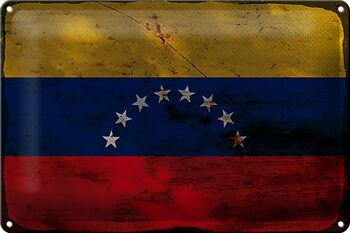 Signe en étain drapeau Venezuela 30x20cm drapeau Venezuela rouille 1