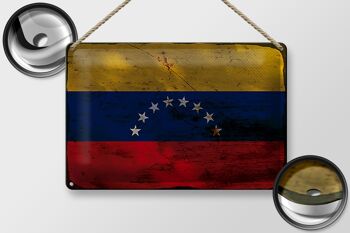 Signe en étain drapeau Venezuela 30x20cm drapeau Venezuela rouille 2