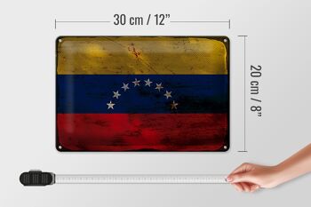 Signe en étain drapeau Venezuela 30x20cm drapeau Venezuela rouille 4