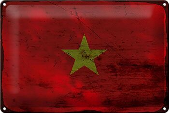 Panneau en étain drapeau Vietnam 30x20cm, drapeau du Vietnam rouille 1