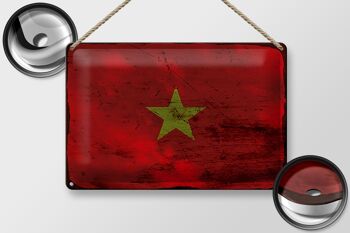 Panneau en étain drapeau Vietnam 30x20cm, drapeau du Vietnam rouille 2